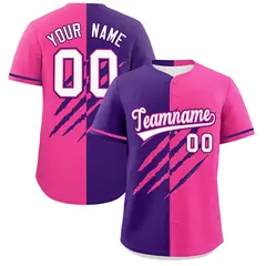 Purple Pink Tiger Claw Scratch Split Baseball Jersey 1