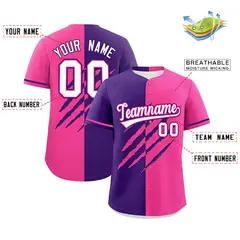 Purple Pink Tiger Claw Scratch Split Baseball Jersey 2
