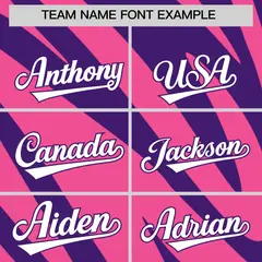 Purple Pink Tiger Stripe Gradient Animal Print Baseball Jersey 3