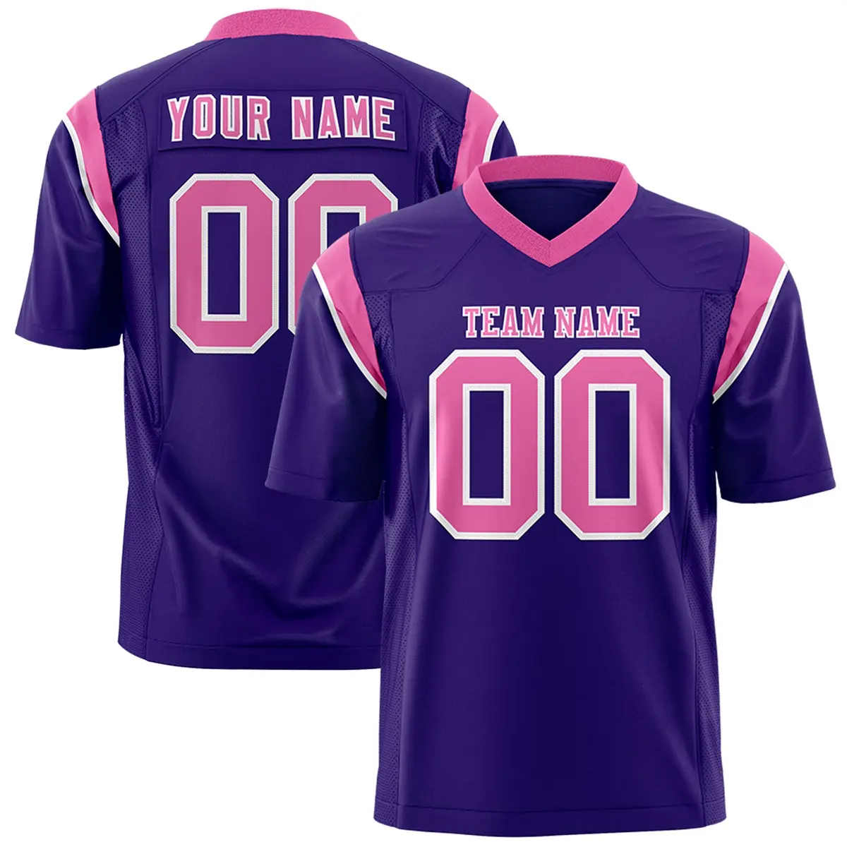 Purple Pink Two-Tone Shoulder Cut Flag Football Jersey