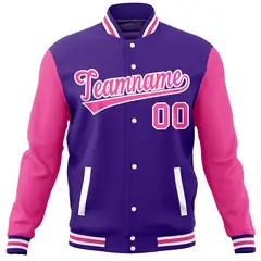 Purple Pink Varsity Raglan Sleeves Letterman Baseball Jacket 5