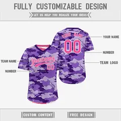 Purple Pink White Camo Reversible Pullover Baseball Jersey Stretch Fabric 3