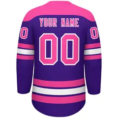 Purple Pink White Classic Lace-Up Neck Hockey Jersey 4