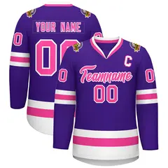 Purple Pink-White Classic Style Hockey Jersey 1