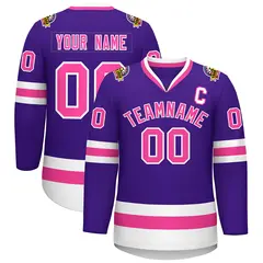 Purple Pink-White Classic Style Hockey Jersey 1