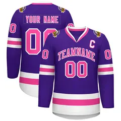 Purple Pink-White Classic Style Hockey Jersey 1