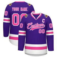 Purple Pink-White Classic Style Hockey Jersey 1