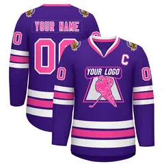 Purple Pink-White Classic Style Hockey Jersey 1