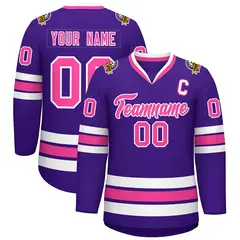 Purple Pink-White Classic Style Hockey Jersey 1