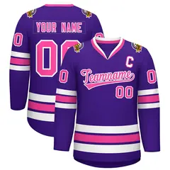 Purple Pink-White Classic Style Hockey Jersey 1