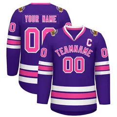 Purple Pink-White Classic Style Hockey Jersey 1