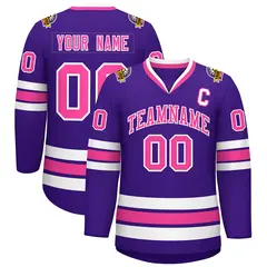 Purple Pink-White Classic Style Hockey Jersey 1