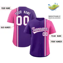 Purple Pink-White Color Block Authentic Baseball Jersey 2
