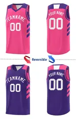 Purple Pink-White Double Side Sets Basketball Jersey 3