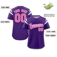 Purple Pink-White Full Button Baseball Jersey 2