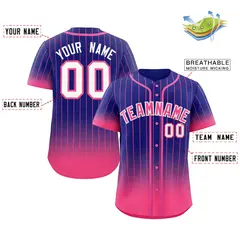 Purple Pink-White Gradient Stripe Fashion Baseball Jersey 2
