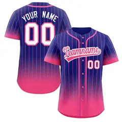 Purple Pink-White Gradient Stripe Fashion Baseball Jersey