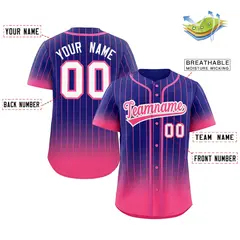 Purple Pink-White Gradient Stripe Fashion Baseball Jersey 2