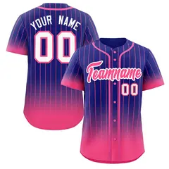 Purple Pink-White Gradient Stripe Fashion Baseball Jersey