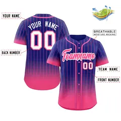 Purple Pink-White Gradient Stripe Fashion Baseball Jersey 2