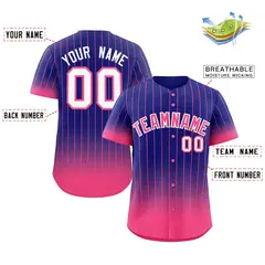 Purple Pink-White Gradient Stripe Fashion Baseball Jersey 2