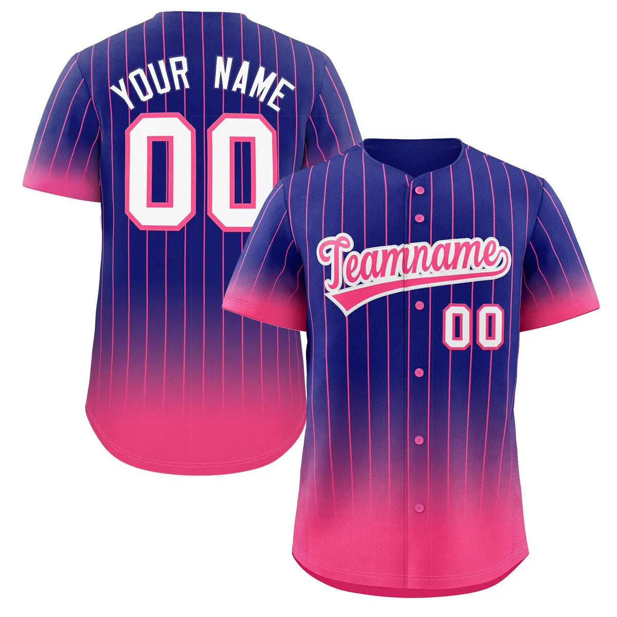 Purple Pink-White Gradient Stripe Fashion Baseball Jersey
