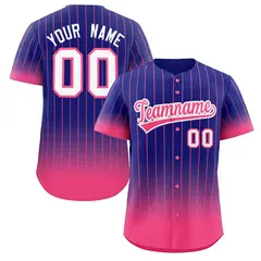Purple Pink-White Gradient Stripe Fashion Baseball Jersey