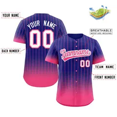 Purple Pink-White Gradient Stripe Fashion Baseball Jersey 2