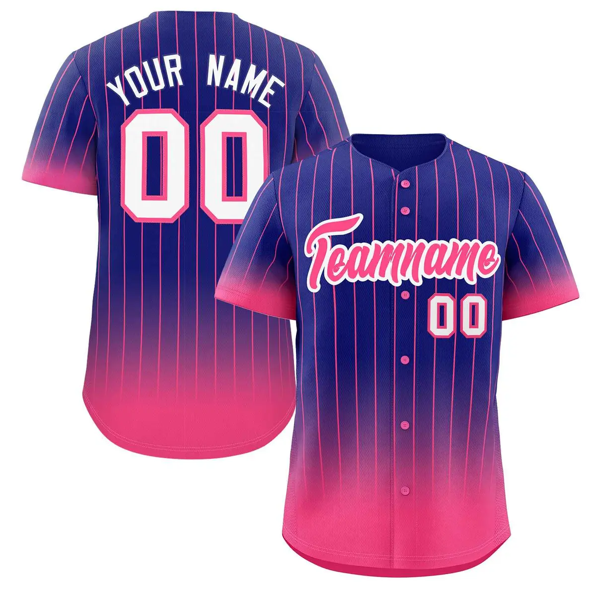 Purple Pink-White Gradient Stripe Fashion Baseball Jersey