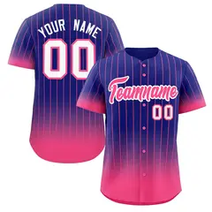 Purple Pink-White Gradient Stripe Fashion Baseball Jersey