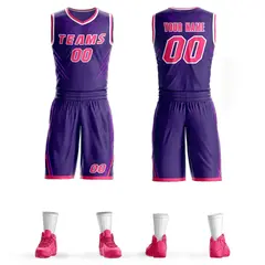 Purple Pink-White Graffiti Claw Pattern Basketball Jersey