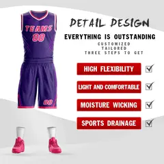Purple Pink-White Graffiti Claw Pattern Basketball Jersey 2