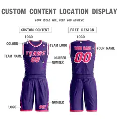 Purple Pink-White Graffiti Claw Pattern Basketball Jersey 3