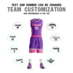 Purple Pink White Graffiti Lightning Basketball Jersey 4