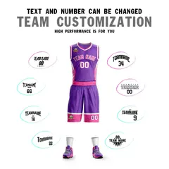 Purple Pink White Graffiti Lightning Basketball Jersey 4