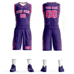 Purple Pink-White Graffiti Oblique Bar Basketball Jersey