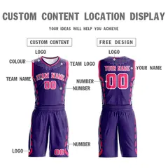 Purple Pink-White Graffiti Oblique Bar Basketball Jersey 3