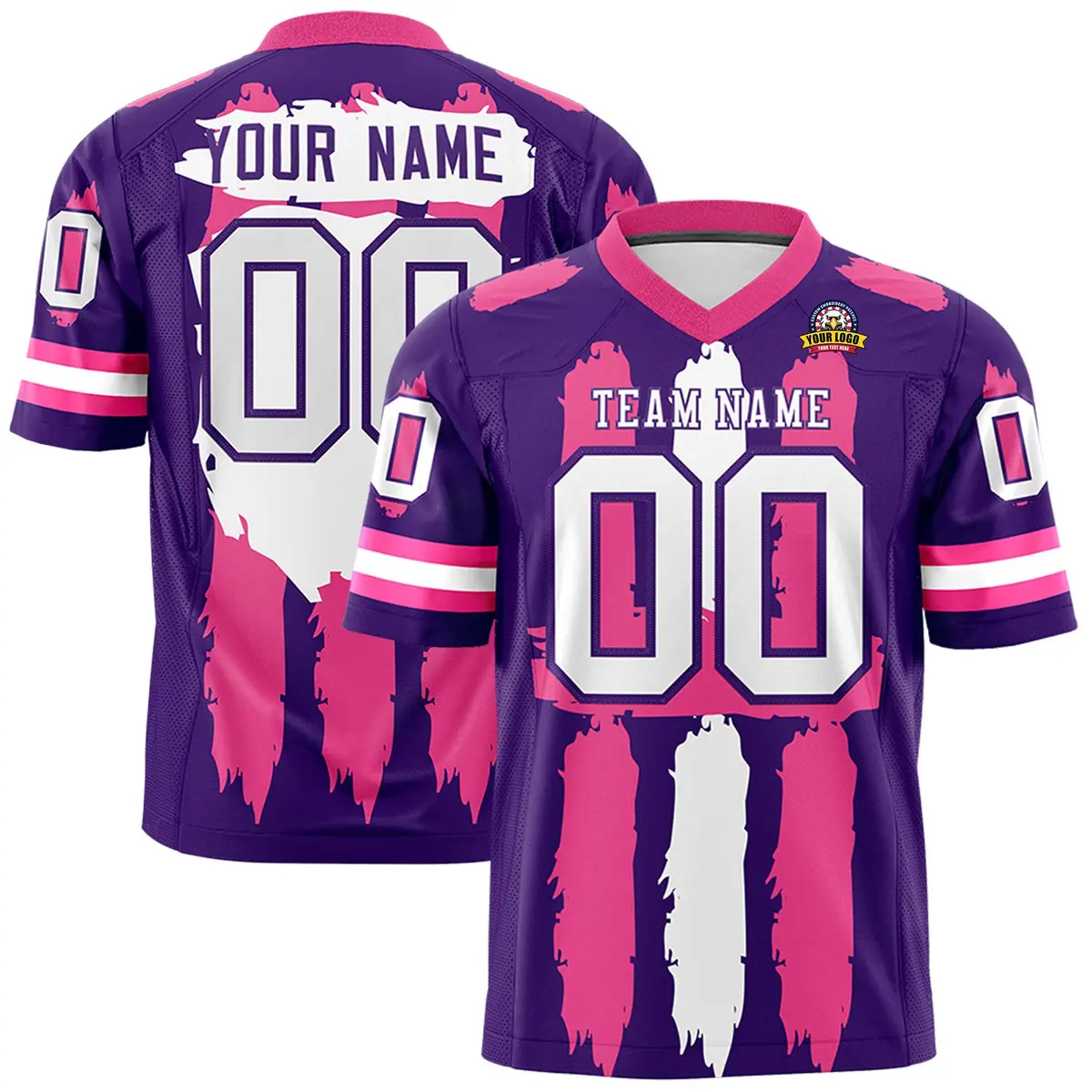 Purple Pink White Graffiti Pattern Flag Football Jersey