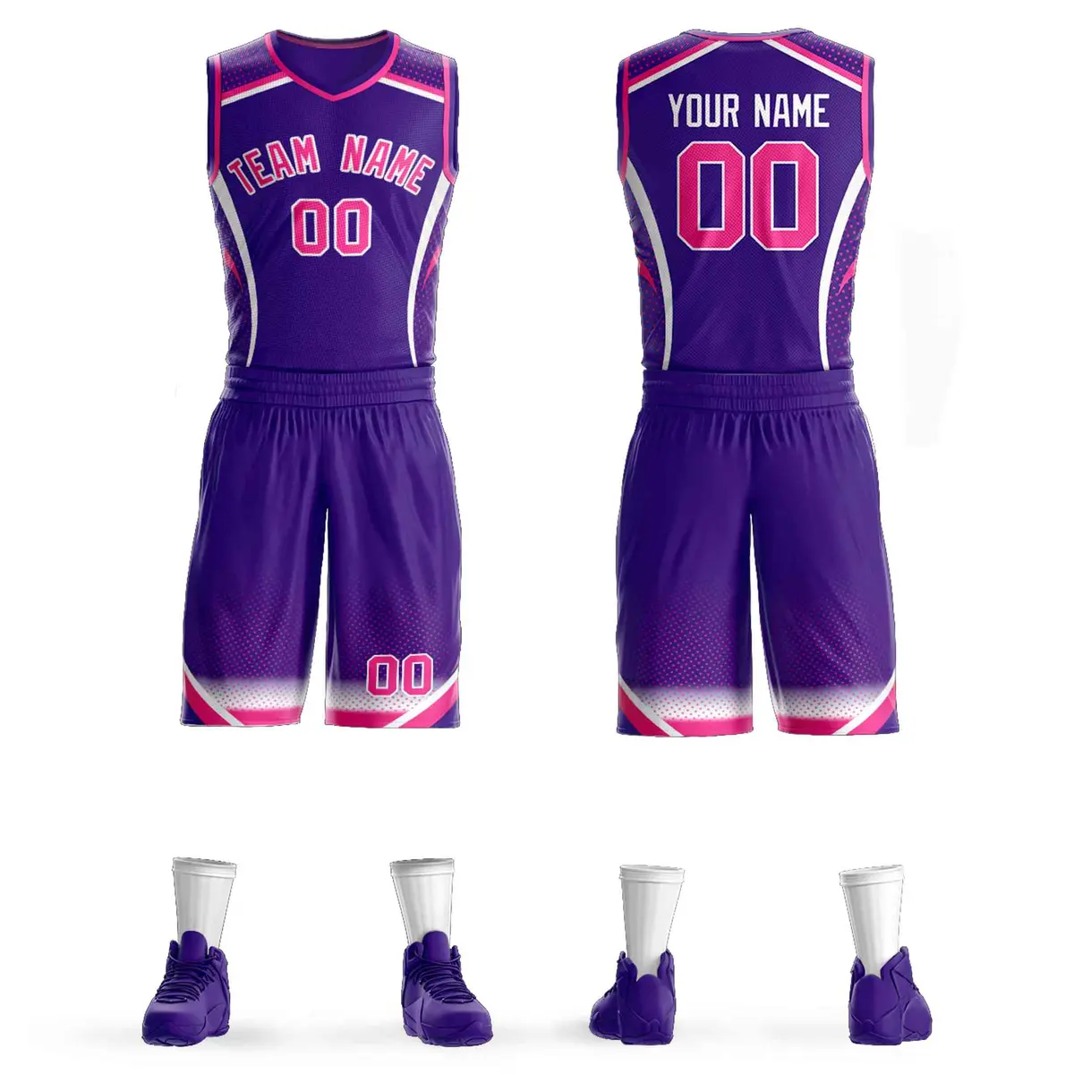 Purple Pink-White Graffiti Points Element Basketball Jersey