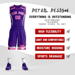 Purple Pink-White Graffiti Points Element Basketball Jersey 2