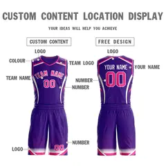Purple Pink-White Graffiti Points Element Basketball Jersey 3