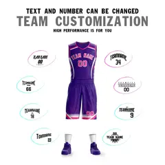 Purple Pink-White Graffiti Points Element Basketball Jersey 4