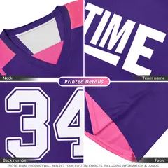 Purple Pink-White Reversible Double Side Basketball Jersey 2