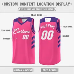 Purple Pink-White Reversible Double Side Basketball Jersey 3
