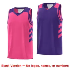 Purple Pink-White Reversible Double Side Basketball Jersey 7