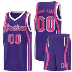 Purple Pink-White Ribbon Pattern Basketball Kits