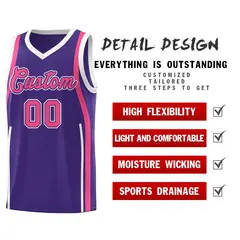 Purple Pink-White Ribbon Pattern Basketball Kits 2