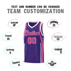 Purple Pink-White Ribbon Pattern Basketball Kits 4