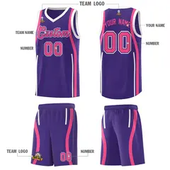 Purple Pink-White Ribbon Pattern Basketball Kits 5