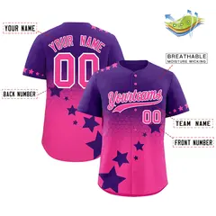 Purple Pink White Rising Stars Gradient Baseball Jersey 2